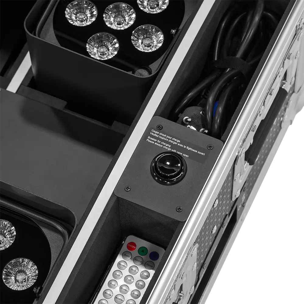 LED-projektører "IZY Glow Set" Mac Mah – 6×15W RGBWA-UV, trådløs DMX, genopladelige