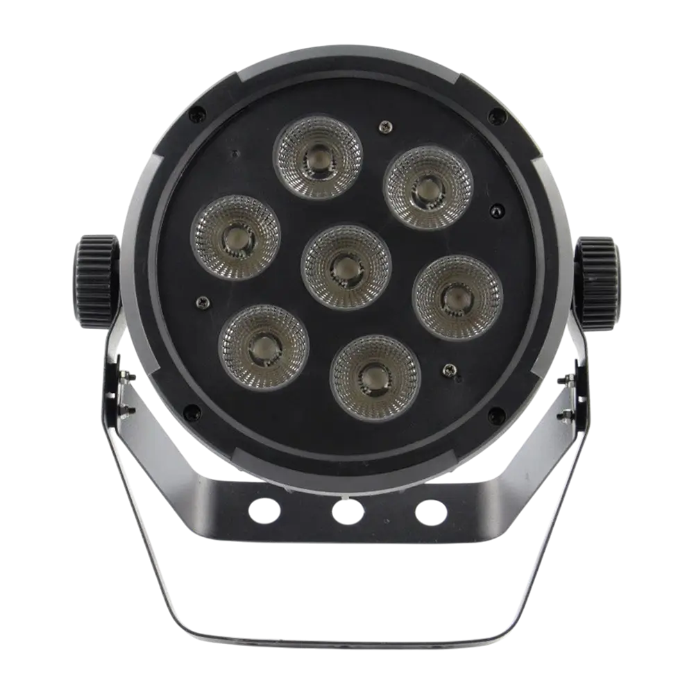 7x10W 5in1 LED PAR-projektør - 7 RGBWA-lysdioder, DMX, auto- og musiktilstande og fjernbetjening