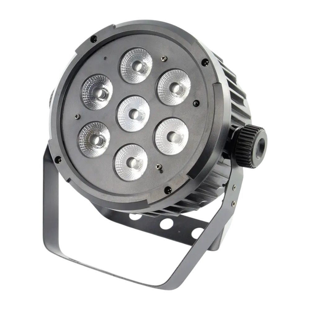7x10W 5in1 LED PAR-projektør - 7 RGBWA-lysdioder, DMX, auto- og musiktilstande og fjernbetjening