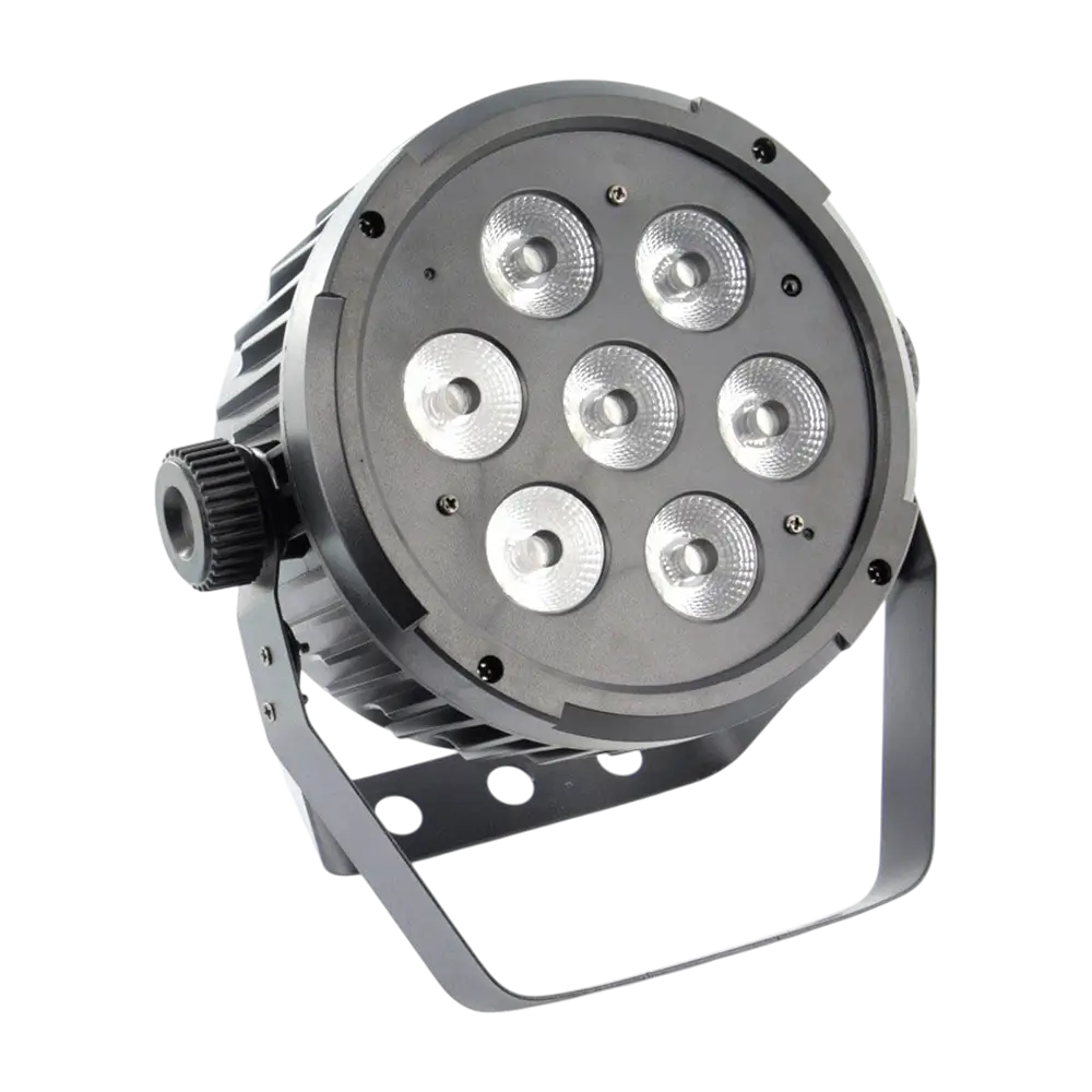 7x10W 5in1 LED PAR-projektør - 7 RGBWA-lysdioder, DMX, auto- og musiktilstande og fjernbetjening