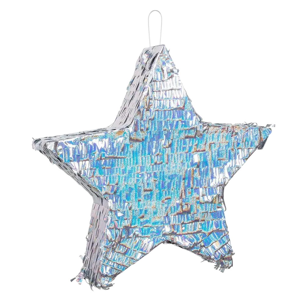 Piñata med sølvstjerne - Skal stanses - 44 cm