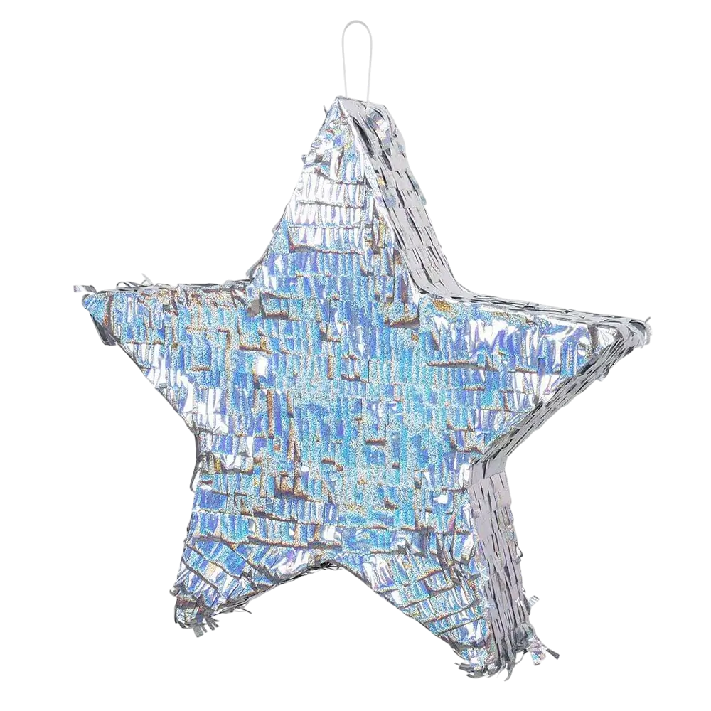 Piñata med sølvstjerne - Skal stanses - 44 cm