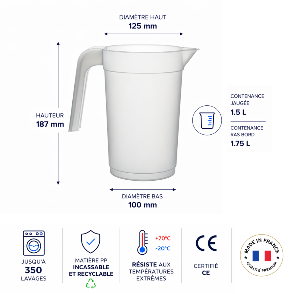 1,5L genanvendelig kande i plast