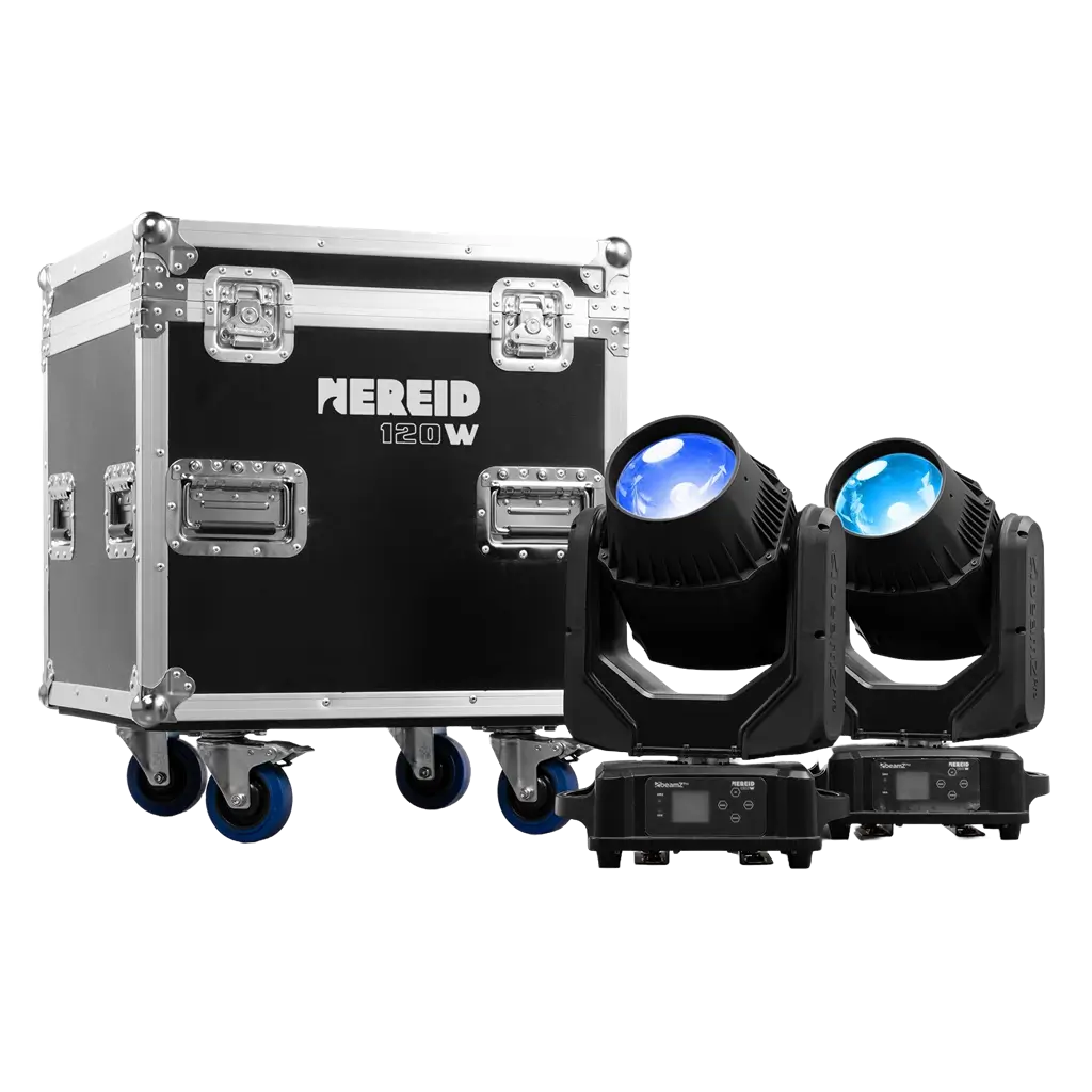 Sæt med 2 "NEREID120W" Beamlights - IP65 vandtæt med flight-case