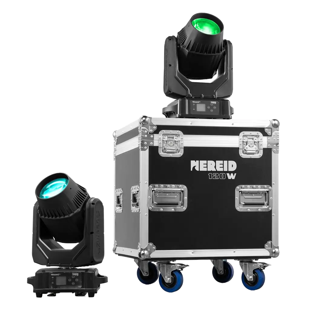 Sæt med 2 "NEREID120W" Beamlights - IP65 vandtæt med flight-case