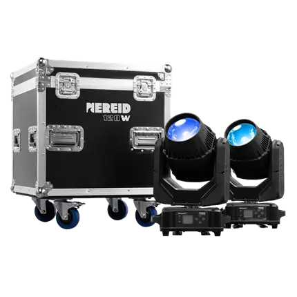 Sæt med 2 NEREID120W Beamlights - IP65 vandtæt med flight-case