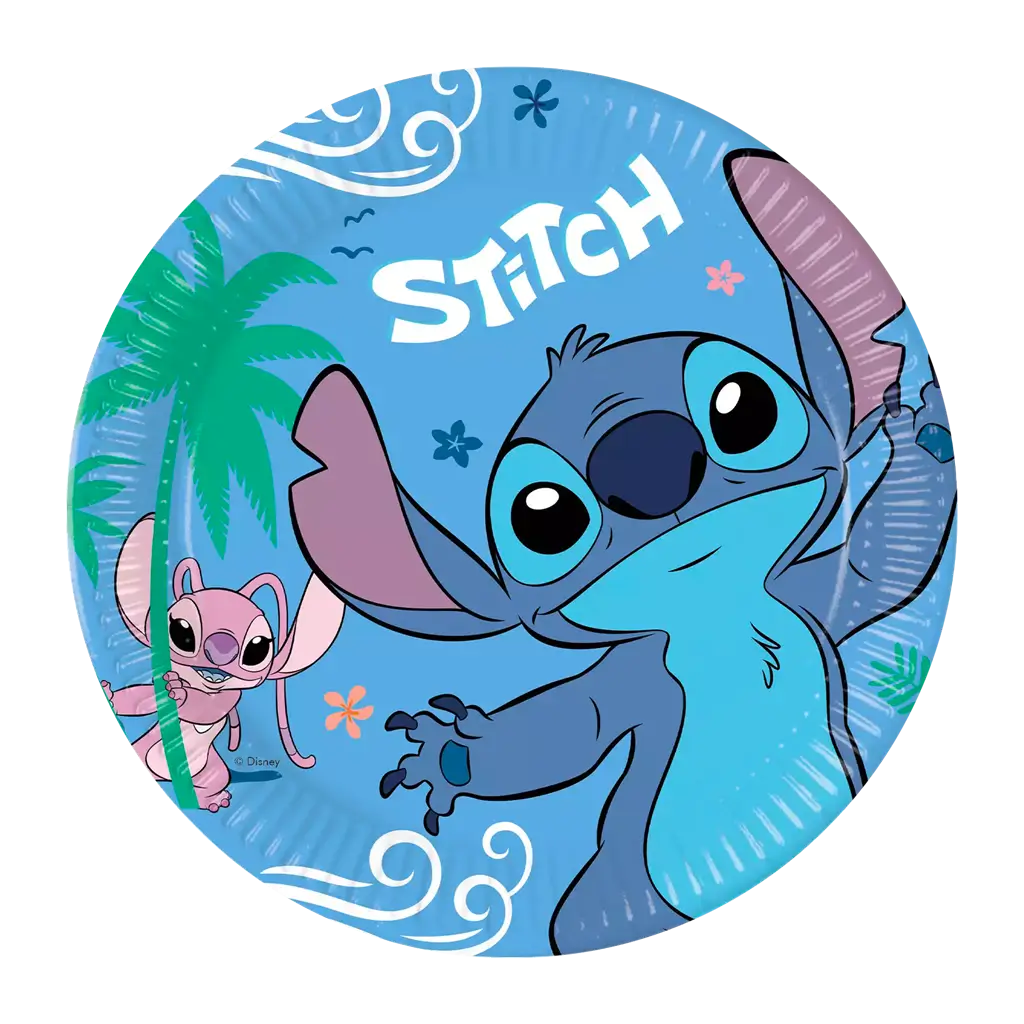 Stitch paptallerken ø23cm - Sæt med 8 stk.