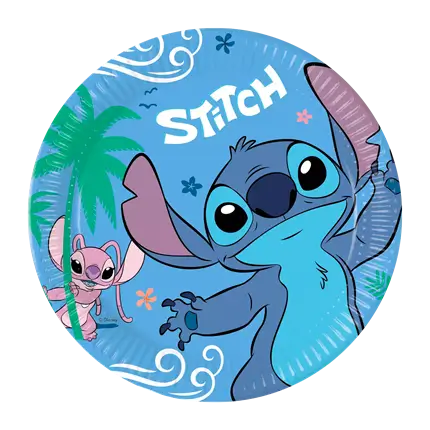 Stitch paptallerken ø23cm - Sæt med 8 stk.