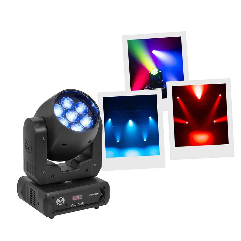 Professionelt LED-vaskehoved, "IZY 715 Zoom" - stroboskop & DMX - Mac Mah