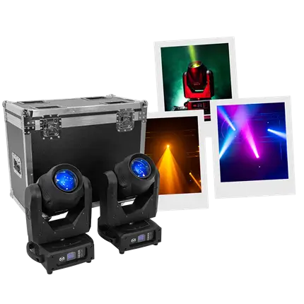 Pakke med 2 Aurora 150 BSW beam + spot + wash-hybrider med flightcase - Mac Mah
