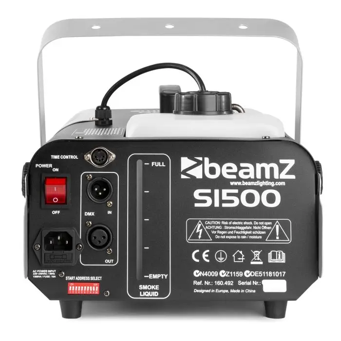 BEAMZ S1500 Røgmaskine med DMX - 1500W + kabelfjernbetjening med timer