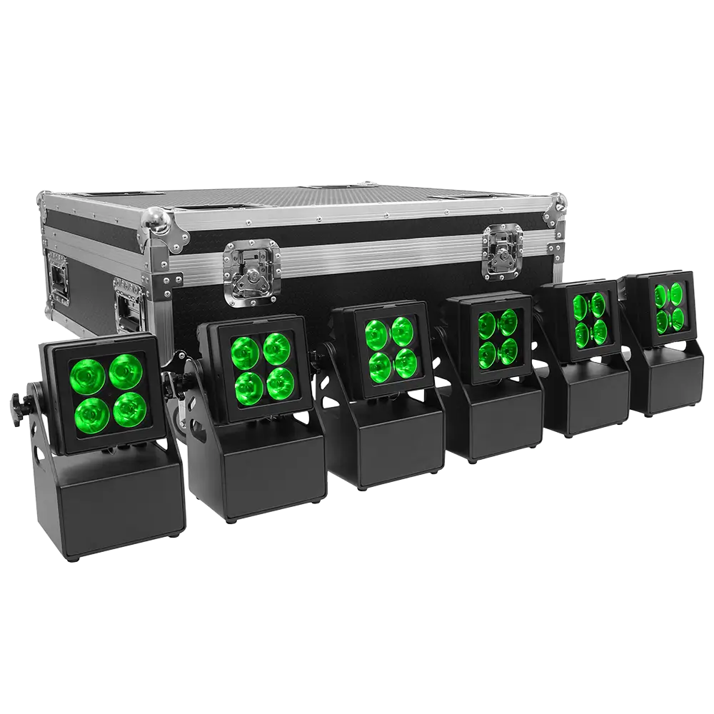 Evolite Tropikolor LED PAR-lys 4x15W FC - batteridrevet IP65 (x6)