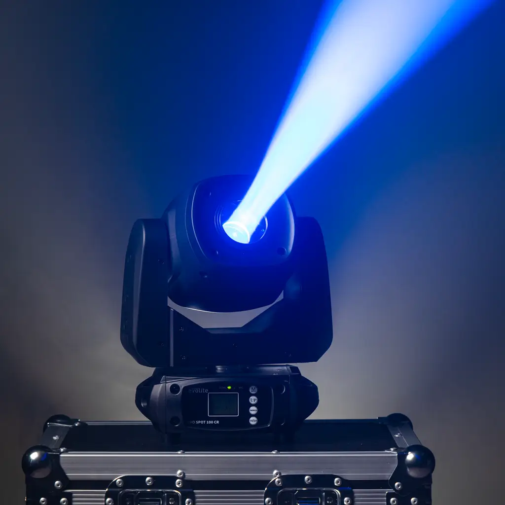 Pakke med 2 spotlights 100 W i flightcase - Evo Spot 100 CR Set Evolite - Multicolour LED & DMX control