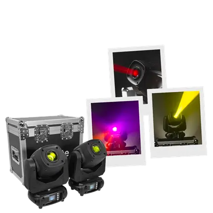 Pakke med 2 spotlights 100 W i flightcase - Evo Spot 100 CR Set Evolite - Multicolour LED & DMX control