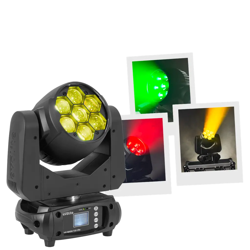 Wash-spot 725 W - Evo Wash 725 CRz Evolite - flerfarvet LED og DMX-styring