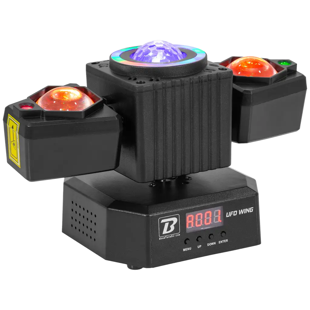50 W multi-purpose spotlight - UFO Wing BoomTone DJ - LED + LASER + strobe + stråler, DMX-kontrollerbar
