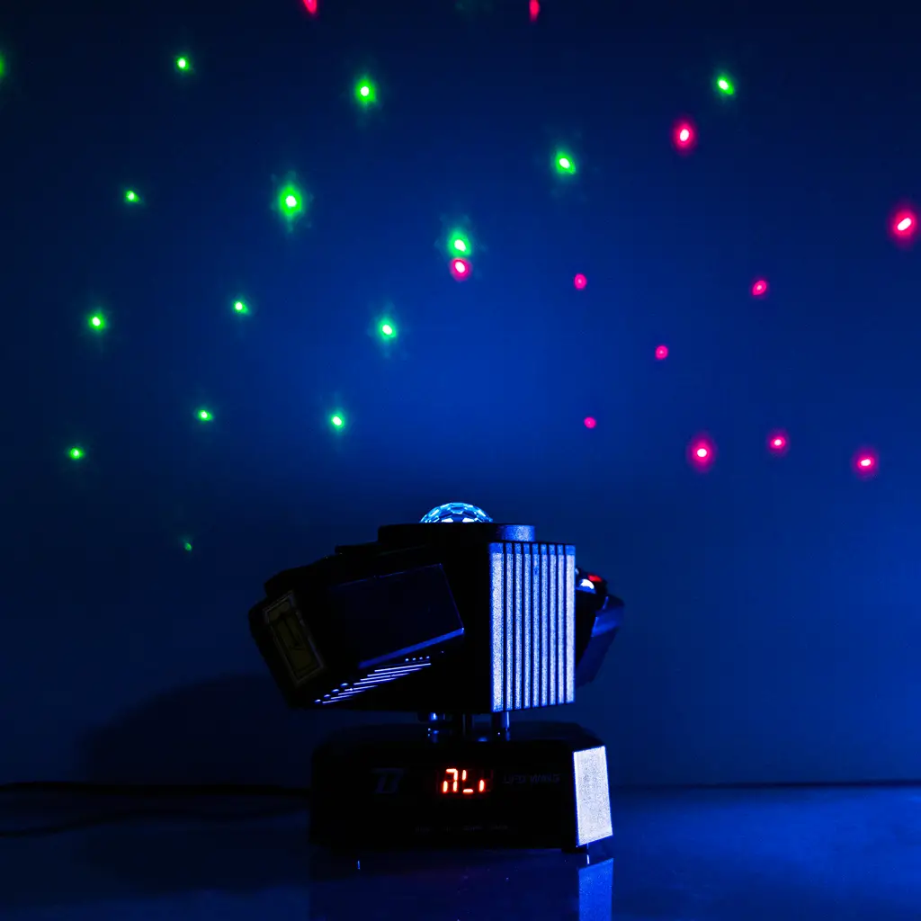 50 W multi-purpose spotlight - UFO Wing BoomTone DJ - LED + LASER + strobe + stråler, DMX-kontrollerbar