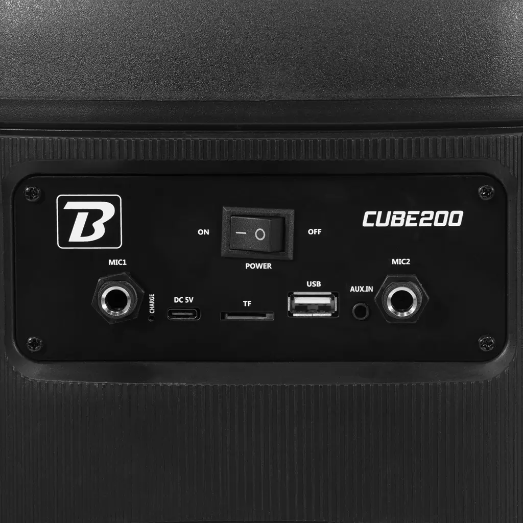 Bærbar højttaler - Cube 200 BoomTone DJ - Bluetooth 5.0, indbygget batteri og LED-belysning