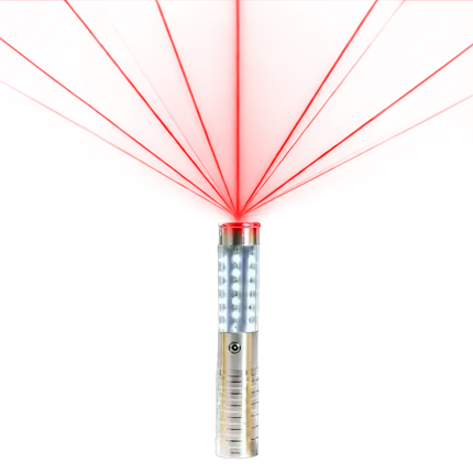 VIP sølvfarvet LED-flaskestav med rød laser - 24 cm