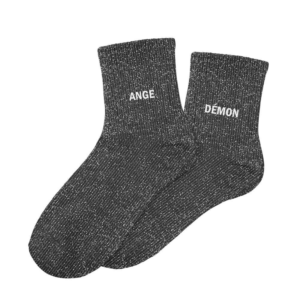 Angel demon duo glitterstrømper - One size 36-42