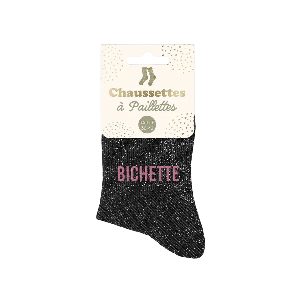 Sorte glitterstrømper - One size 36-42