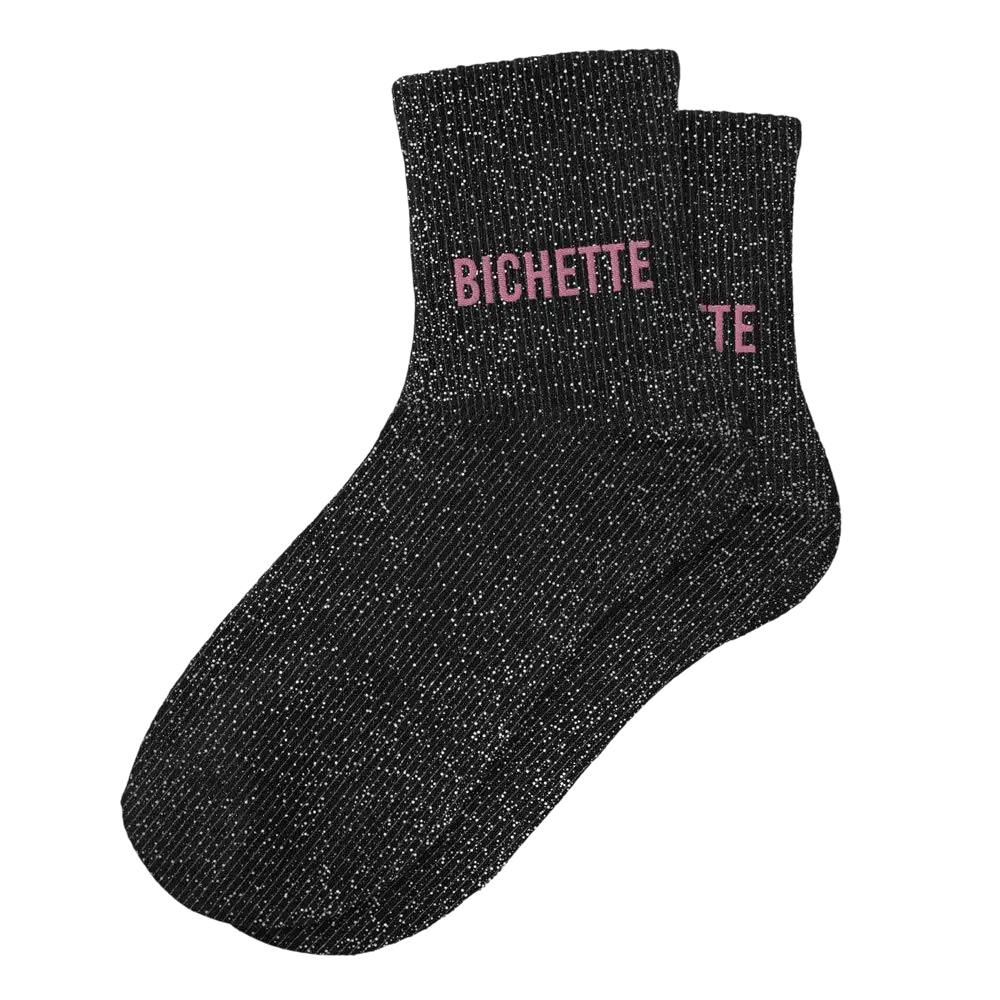 Sorte glitterstrømper - One size 36-42