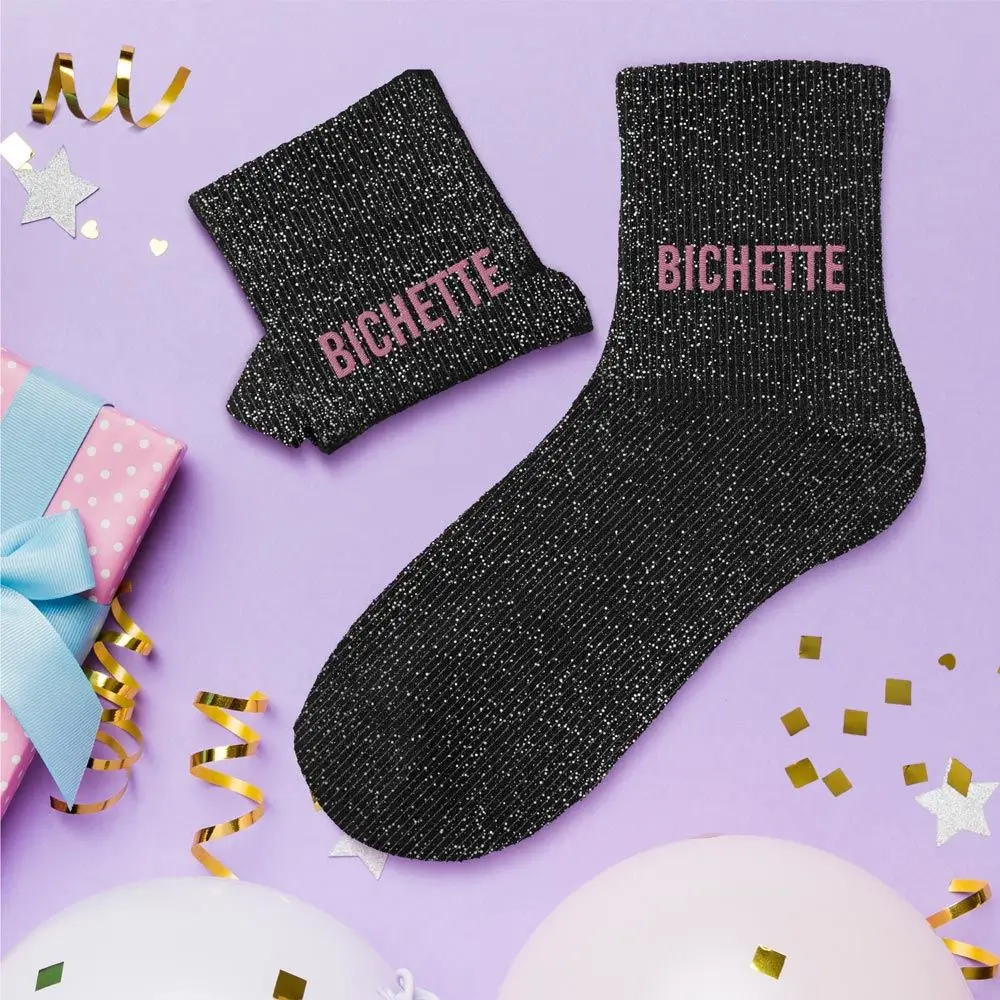 Sorte glitterstrømper - One size 36-42