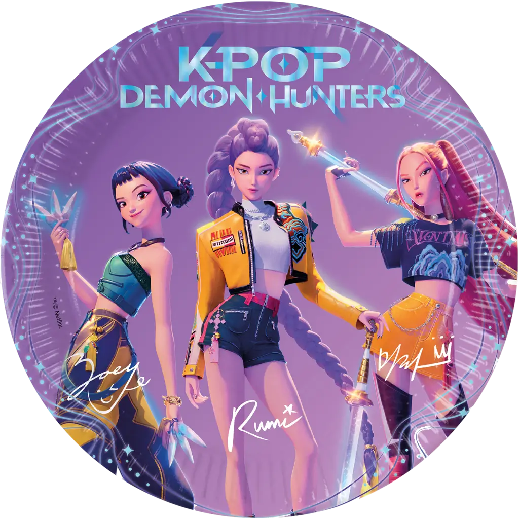 K-POP Demon Hunters paptallerken ø23cm - Sæt med 8 stk.