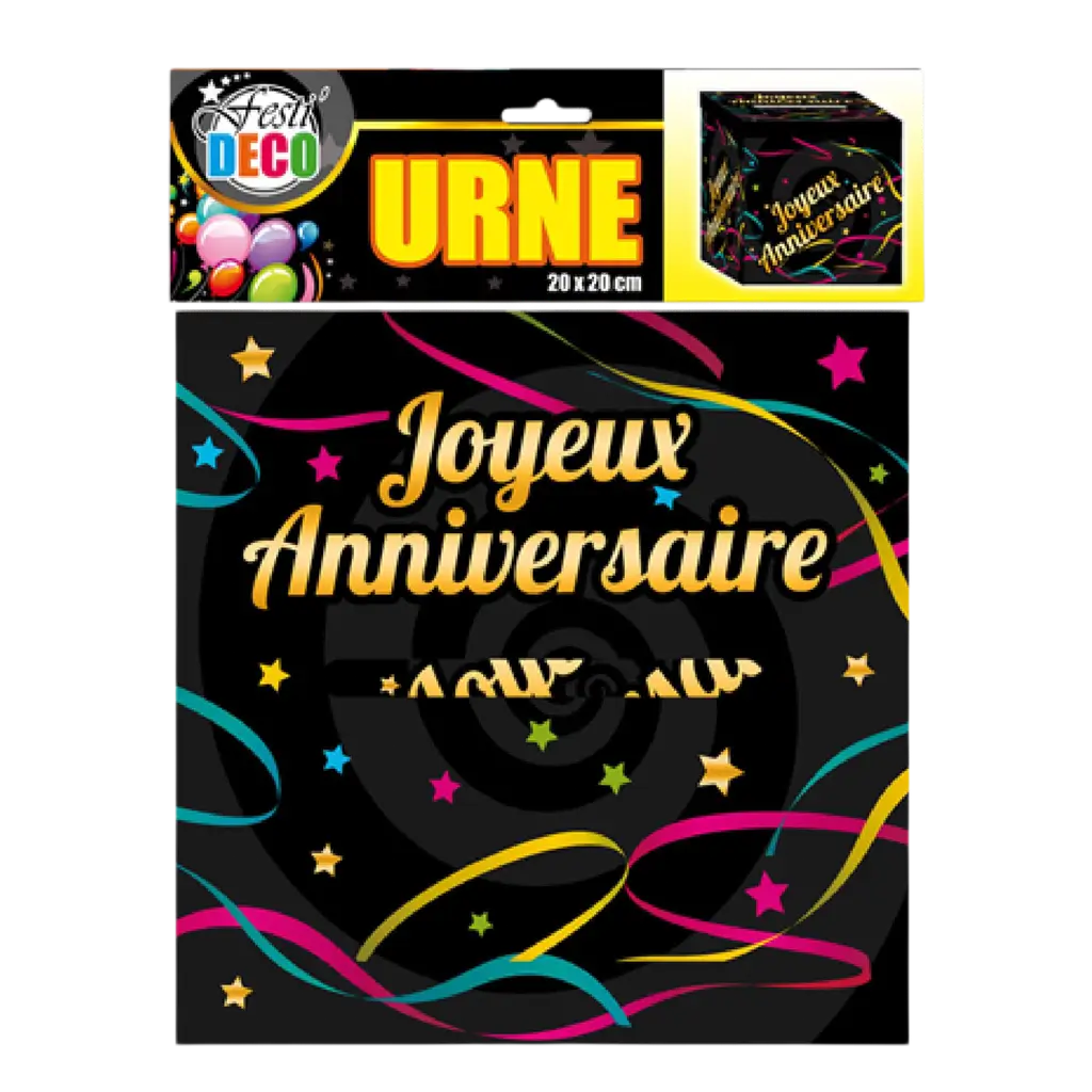 Sort Happy Birthday-urne