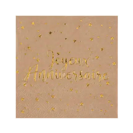 Happy Birthday Kraft-serviet (pakke med 20)