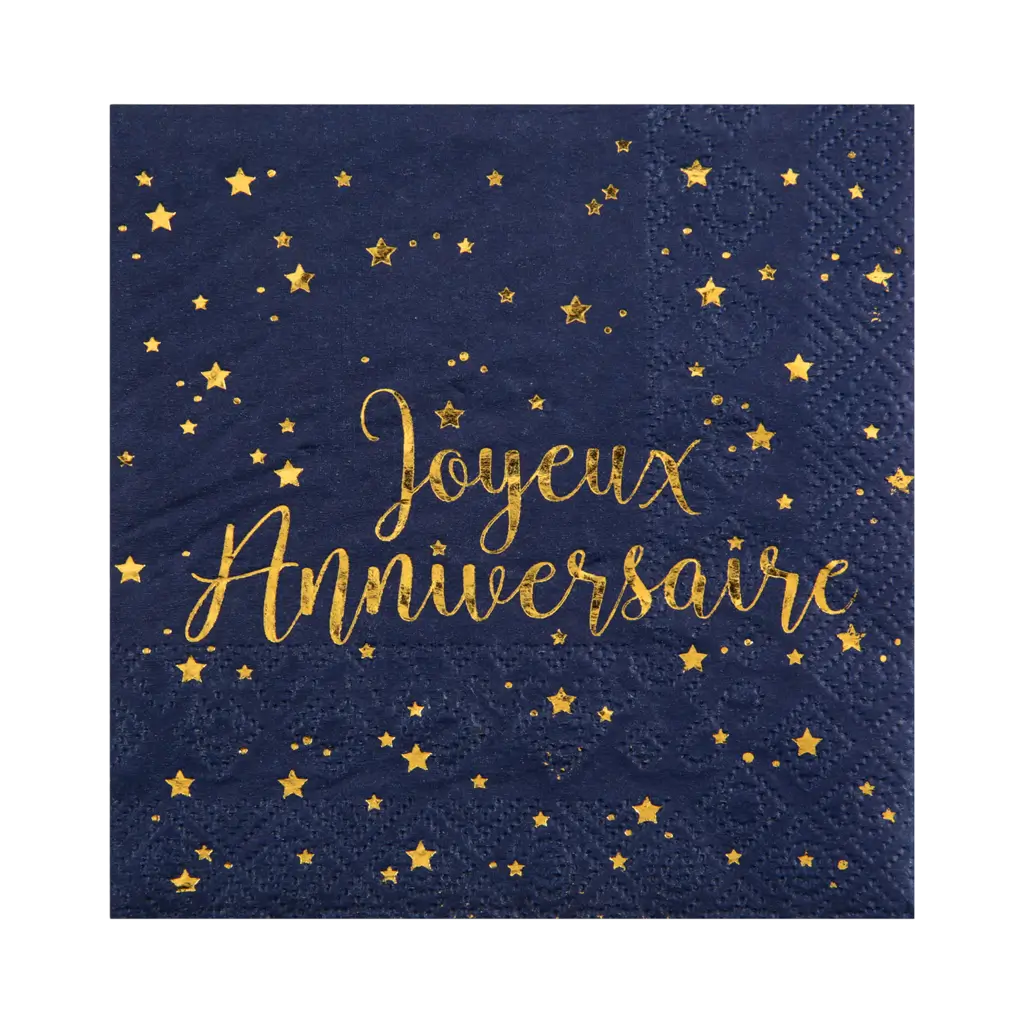 Happy Birthday Serviet Blå (pakke med 20)