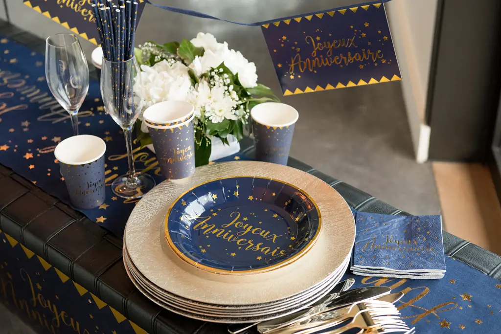 Happy Birthday Serviet Blå (pakke med 20)