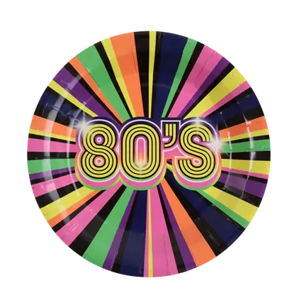 Tallerken 80'erne 23 cm - sæt med 10 stk.