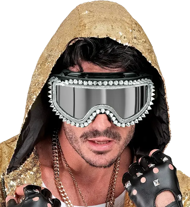 "AFTERSKI PARTY VINTER FESTIVAL BRILLER MED SØLV NITTER OG RHINESTONES".