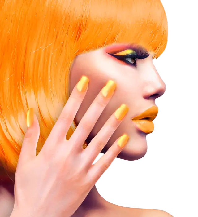 Sæt med 12 Neonorange Selvklæbende Kunstnegle med Neglelak Effekt – Manicure Negle