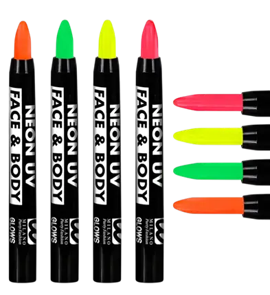 Displayæske med 24 Neon Makeupblyanter 3,5 ml – Pink, Gul, Grøn, Orange – Makeup til Kostume