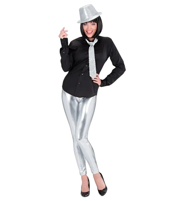 Sølv Metallic Leggings – Skinnende Disco Bukser – 70’er / 80’er Kostume