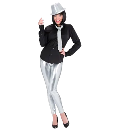 Sølv Metallic Leggings – Skinnende Disco Bukser – 70’er / 80’er Kostume