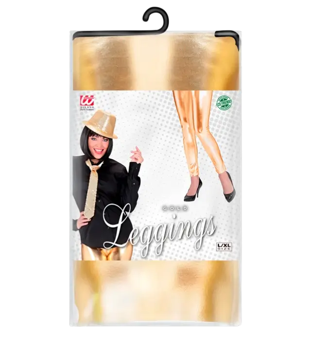 Guld Metallic Leggings – Skinnende Disco Bukser – 70’er / 80’er Kostume