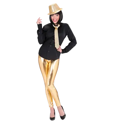 Guld Metallic Leggings – Skinnende Disco Bukser – 70’er / 80’er Kostume