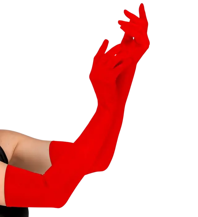 "RØDE LANGE ELASTANHANDSKER 60 cm - også velegnet til mænd