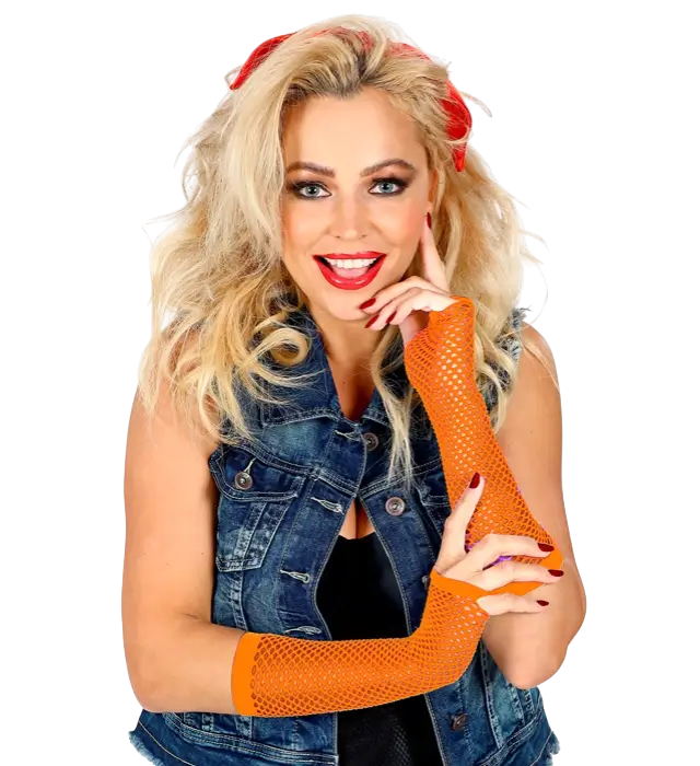 "NEON ORANGE FINGERLØSE HANDSKER 33 cm