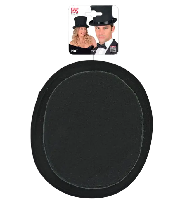 Sort Høj Hat i Filt med Uldlook 16 cm – Elegant Kostume Tilbehør