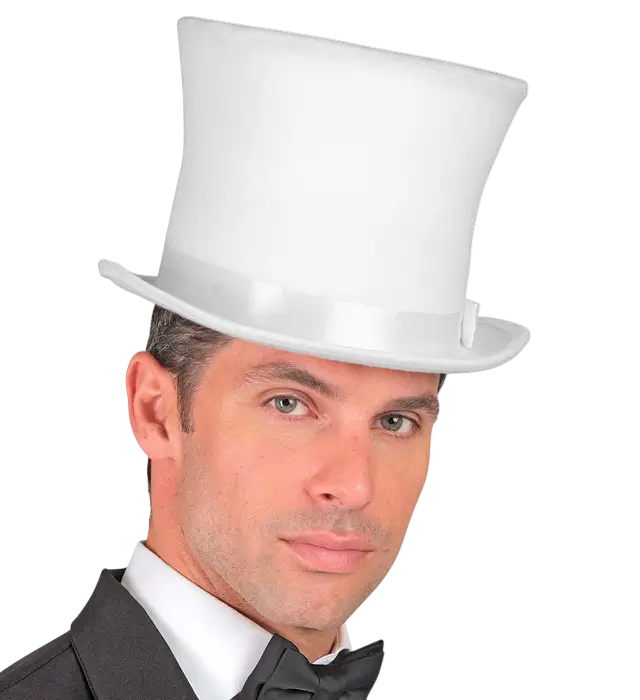 Hvid Høj Hat i Filt med Uldlook 16 cm – Elegant Kostume Tilbehør