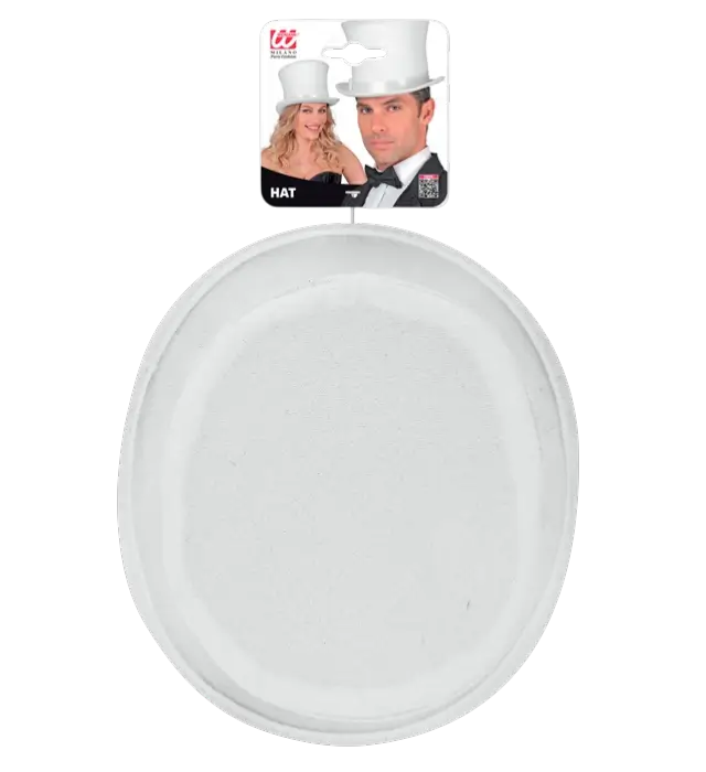 Hvid Høj Hat i Filt med Uldlook 16 cm – Elegant Kostume Tilbehør