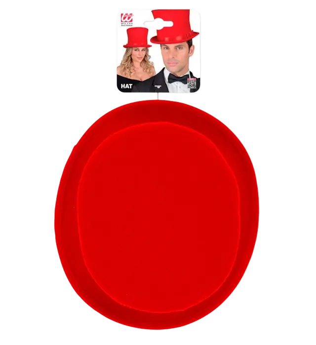 Rød Høj Hat i Filt med Uldlook 16 cm – Elegant Kostume Tilbehør