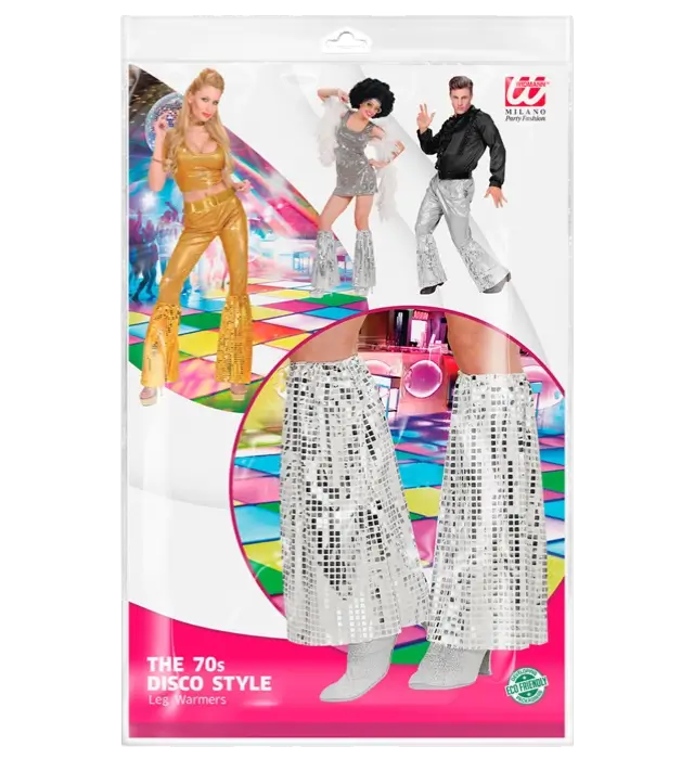 Disco Benvarmere med Sølv Pailletter – 70’er Stil – Kostume Tilbehør