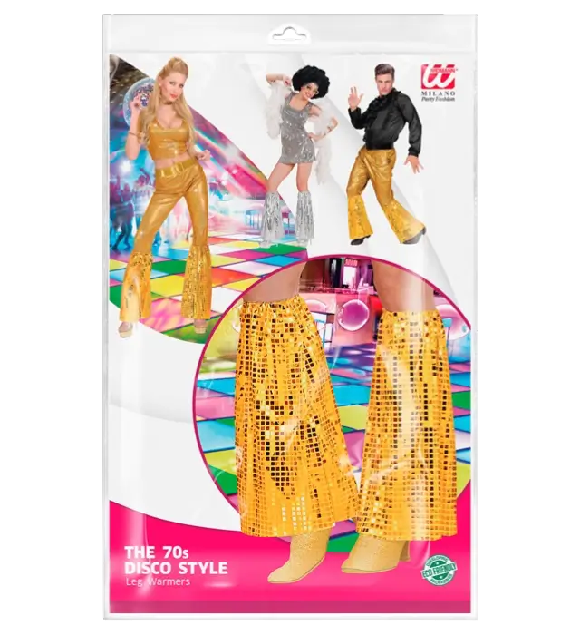 Disco Benvarmere med Guld Pailletter – 70’er Stil – Kostume Tilbehør