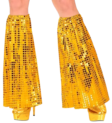 Disco Benvarmere med Guld Pailletter – 70’er Stil – Kostume Tilbehør