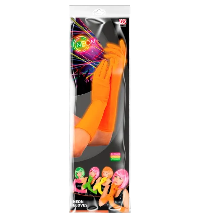 Lange Neon Orange Handsker 40 cm – 80’er Kostume Tilbehør